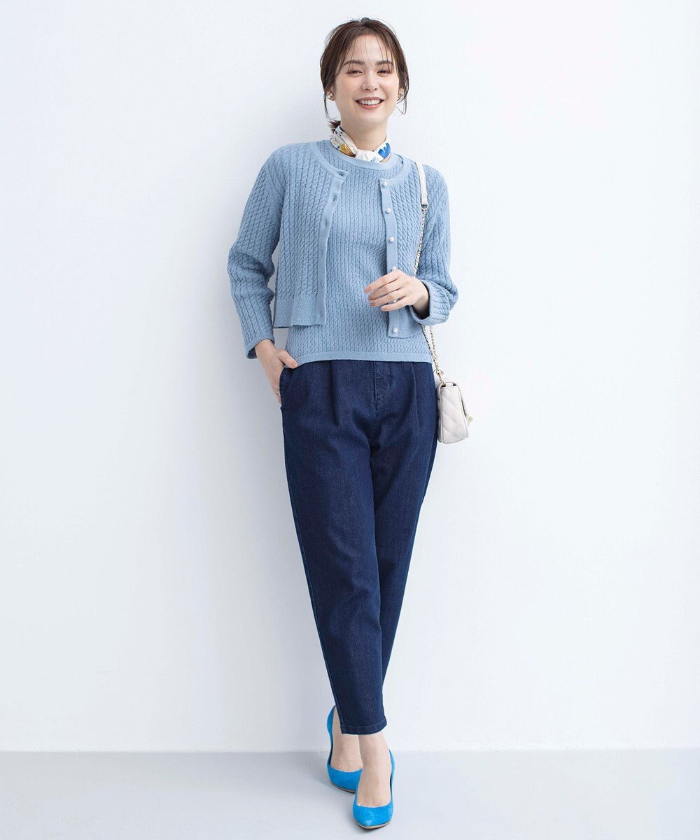 組曲 ライトデニム テーパードクロップドパンツ 
