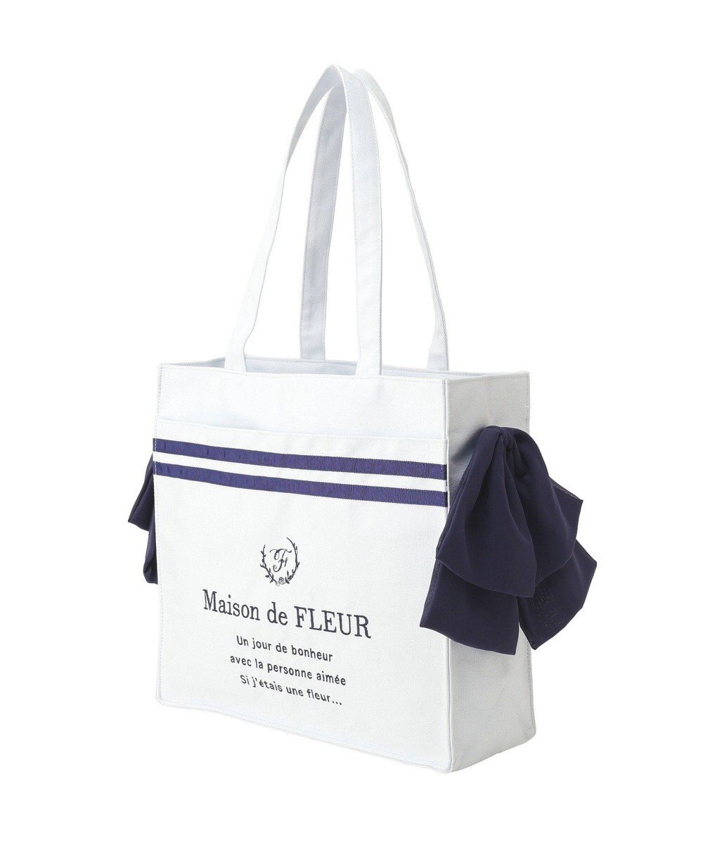 Maison de FLEUR マリンラインリボンスクエアトートバッグ 