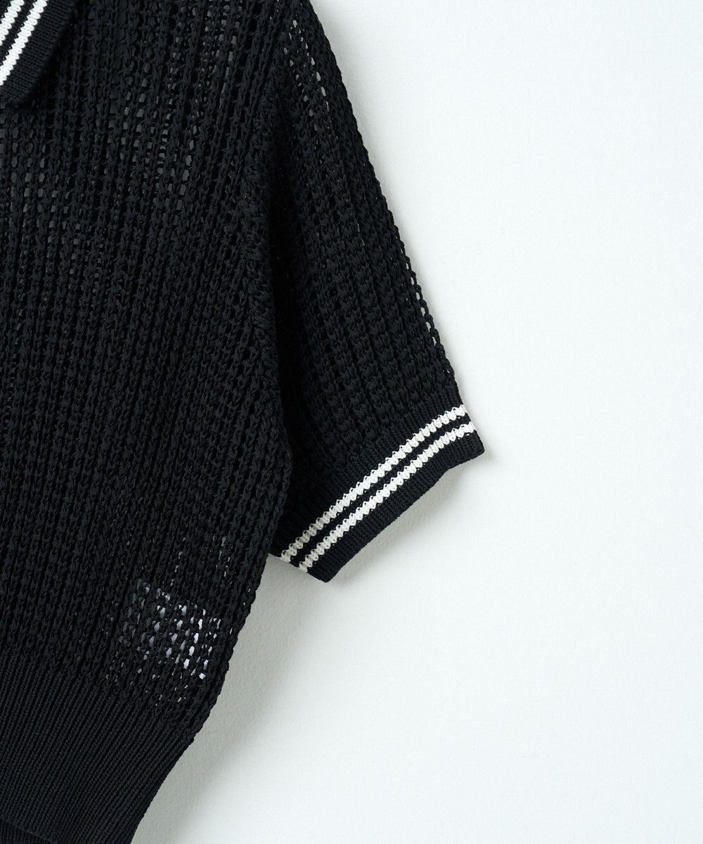 WEGO 襟付きメッシュニットショートカーデ 