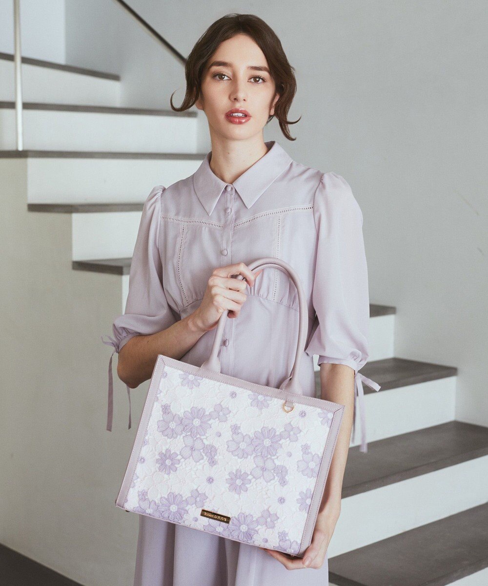 Maison de FLEUR フラワーレーススクエアトートバッグ 