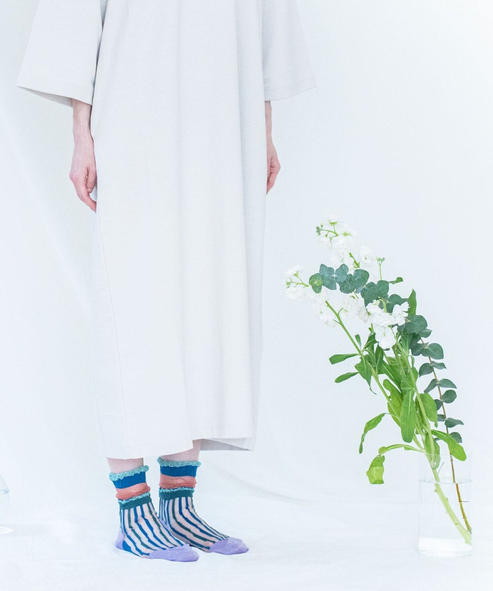 COQ サラサラ シアーストライプソックス 