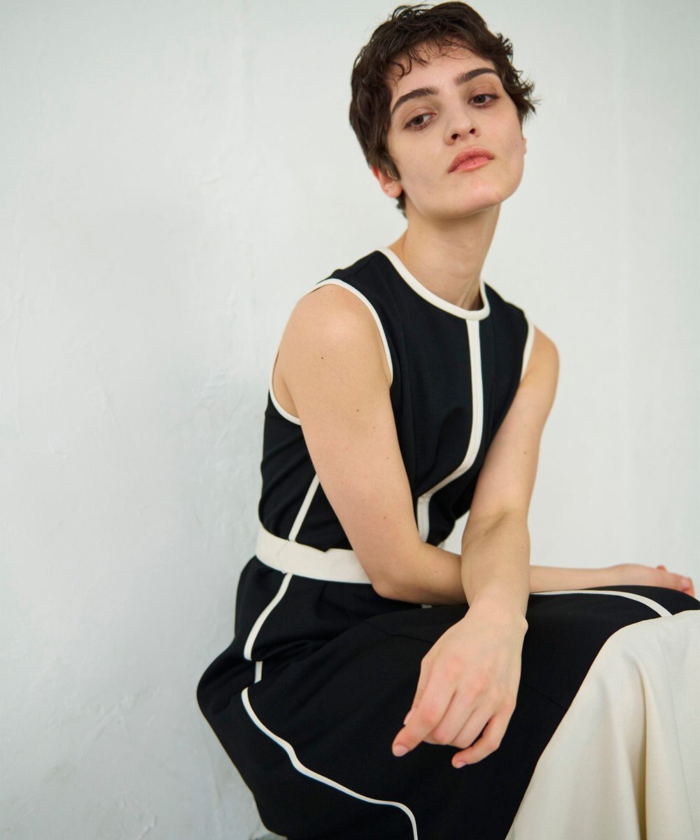 GRACE CONTINENTAL 配色ポンチフレアワンピース 