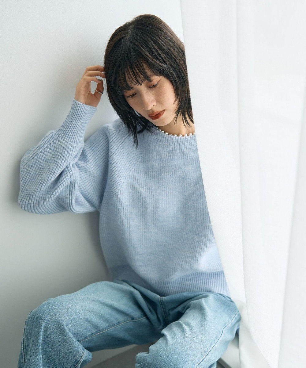 YECCA VECCA パールネックニット 