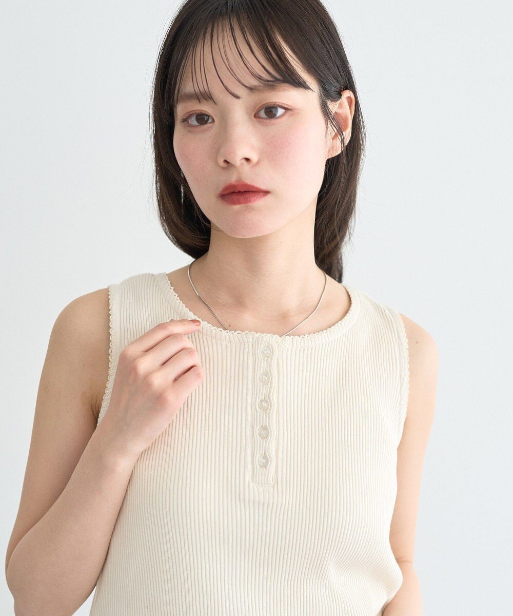 earth music&ecology 【綿100％】ピコミシンヘンリーネックタンクトップ 