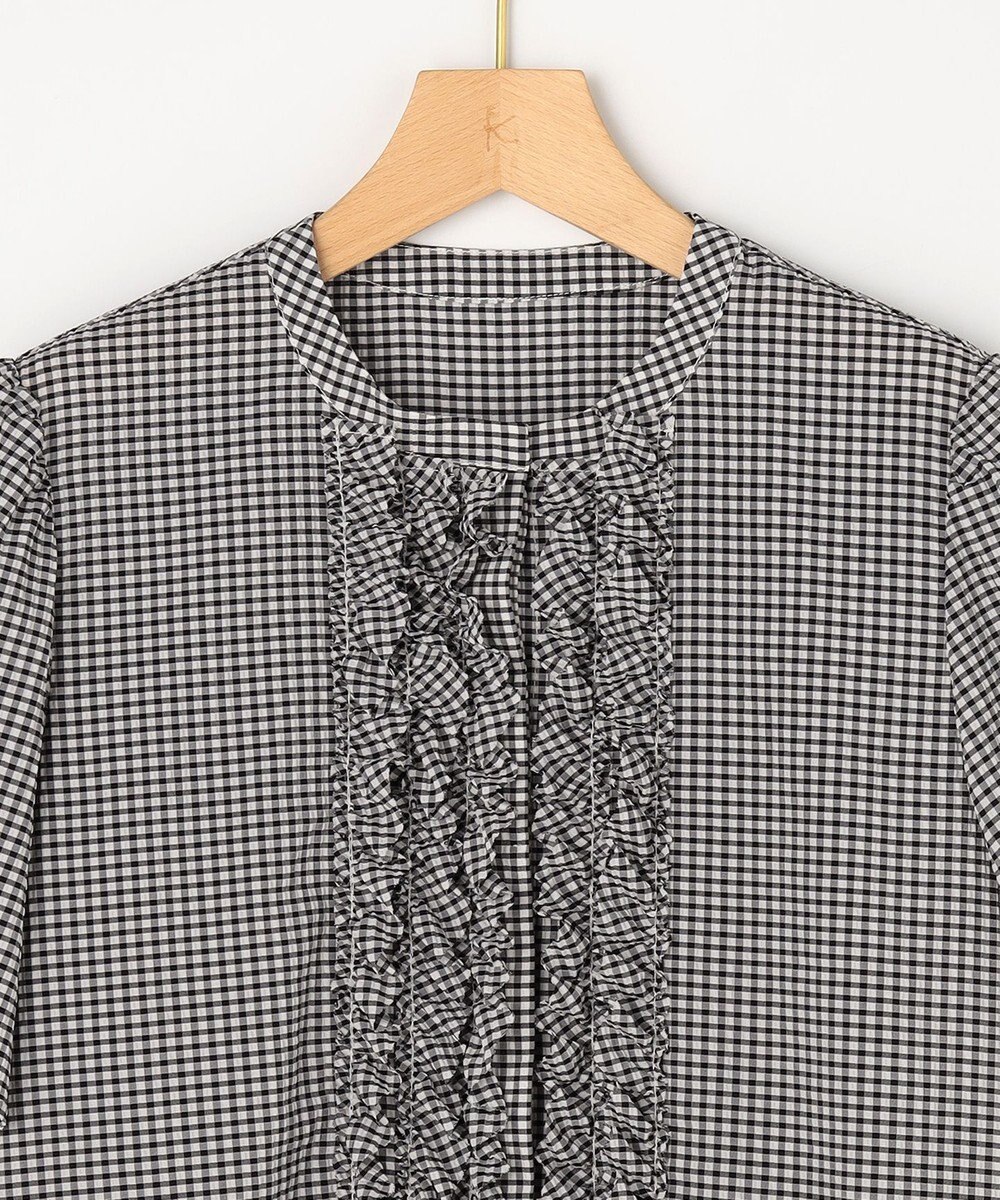 組曲 【先行予約】【WEB限定】サッカーギンガムチェック フロントフリルブラウス 