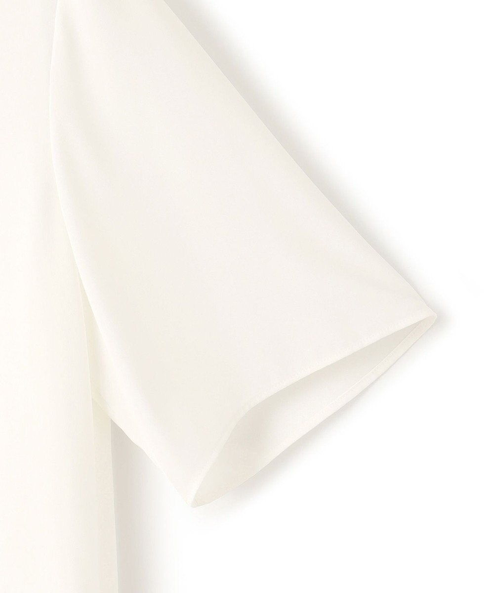 ICB 【洗える】BackSatinAmunzen 5分袖ラッフルデザインブラウス 