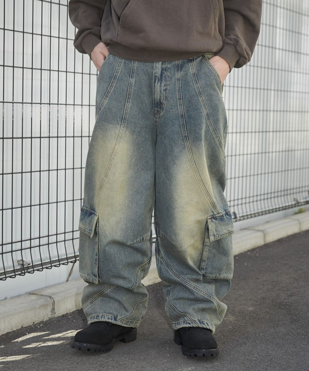 WEGO スウィッチングデニムカーゴパンツ 