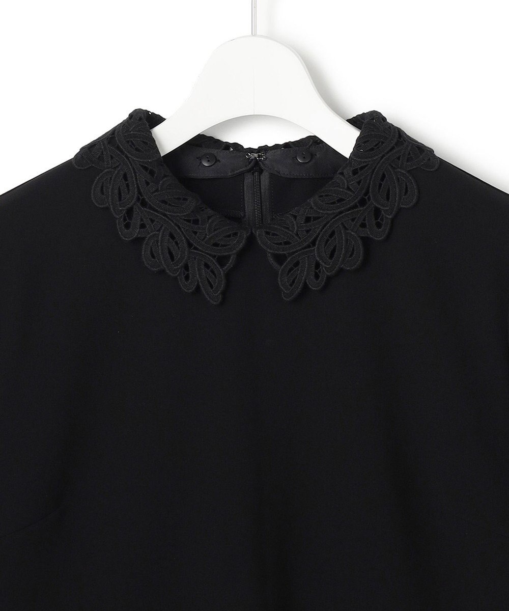 23区 L 【セットアップ対応/洗える】トリアセダブルジョーゼット 2WAYレース襟 ペプラムブラウス 