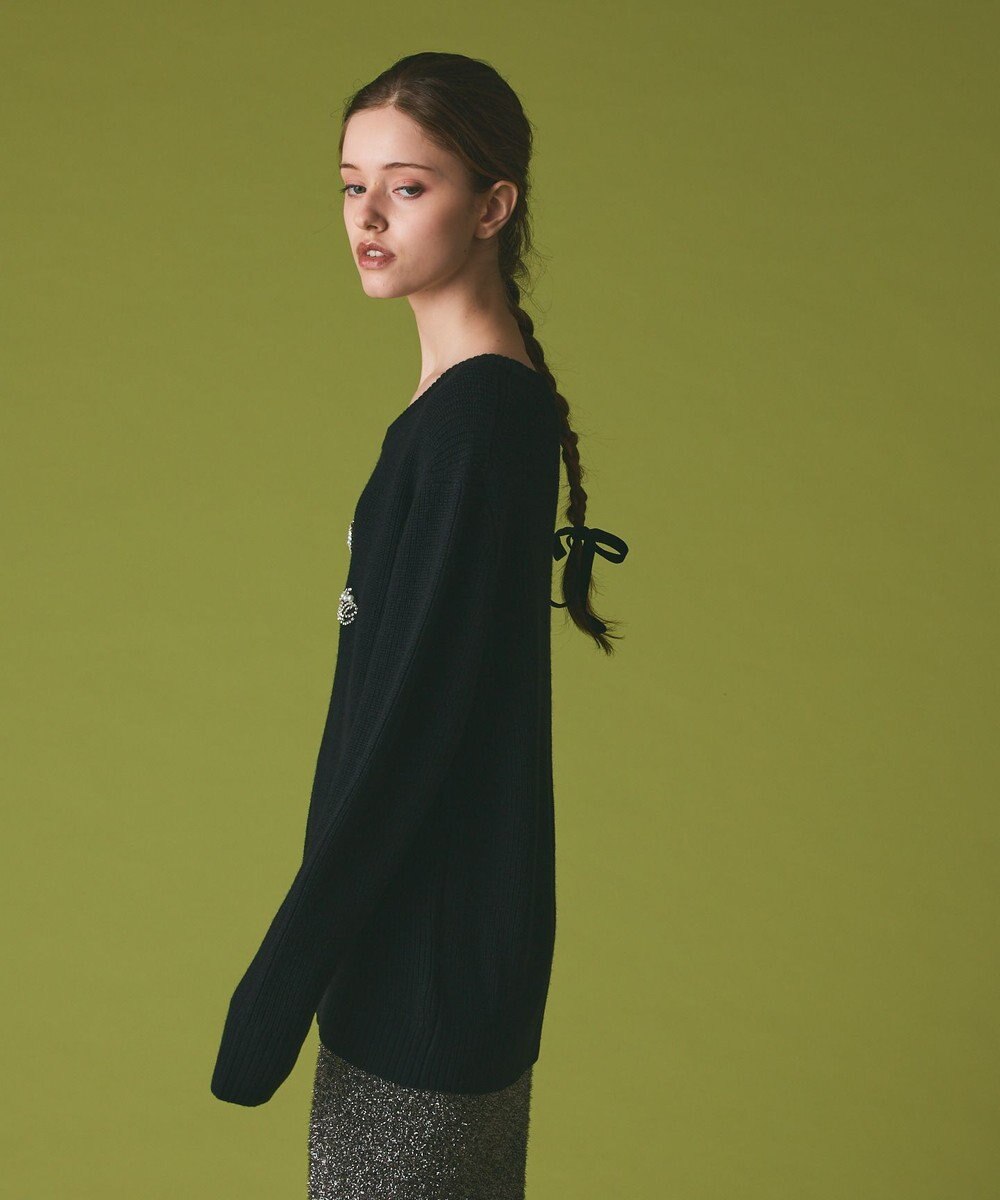 GRACE CONTINENTAL ビジューロゴニットトップ 