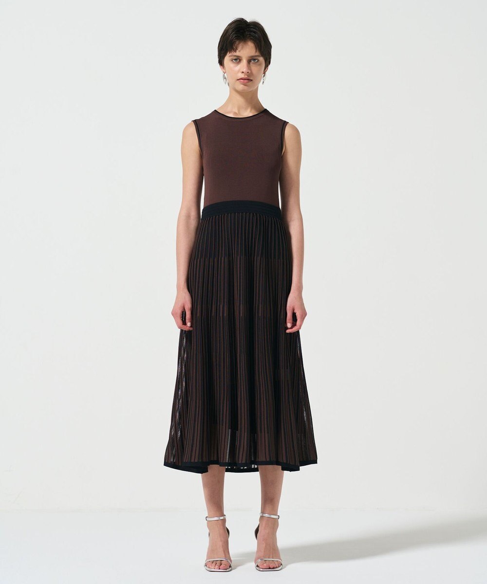 GRACE CONTINENTAL バイカラーシアーニットワンピース 