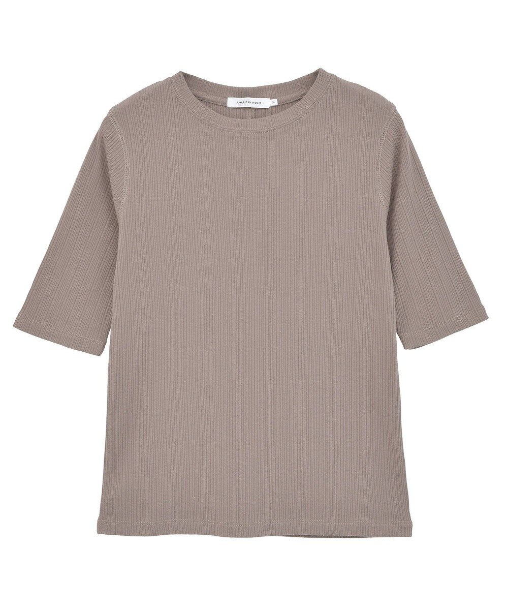 AMERICAN HOLIC リブ5分袖プルオーバー 