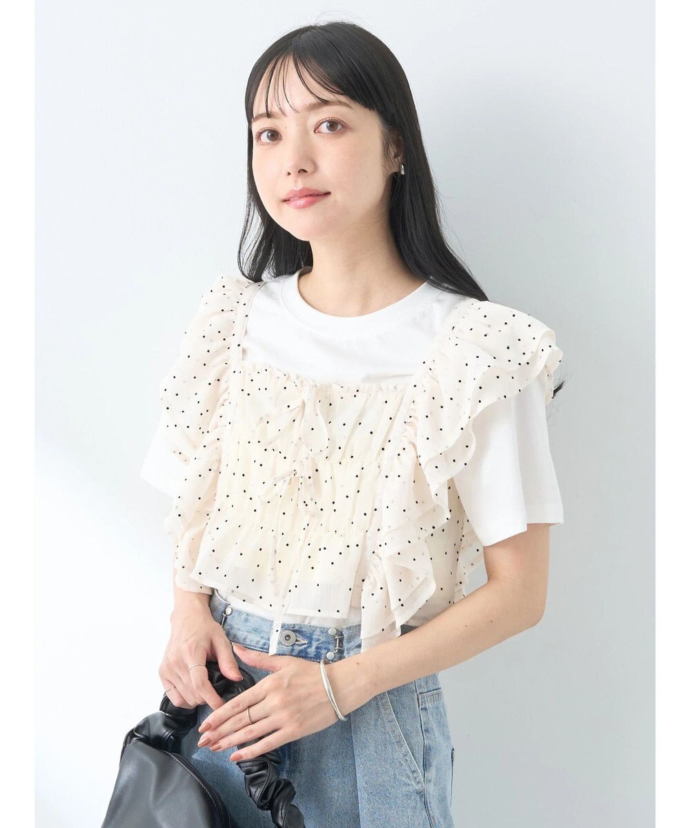 earth music&ecology フロッキードットフリルビスチェ 