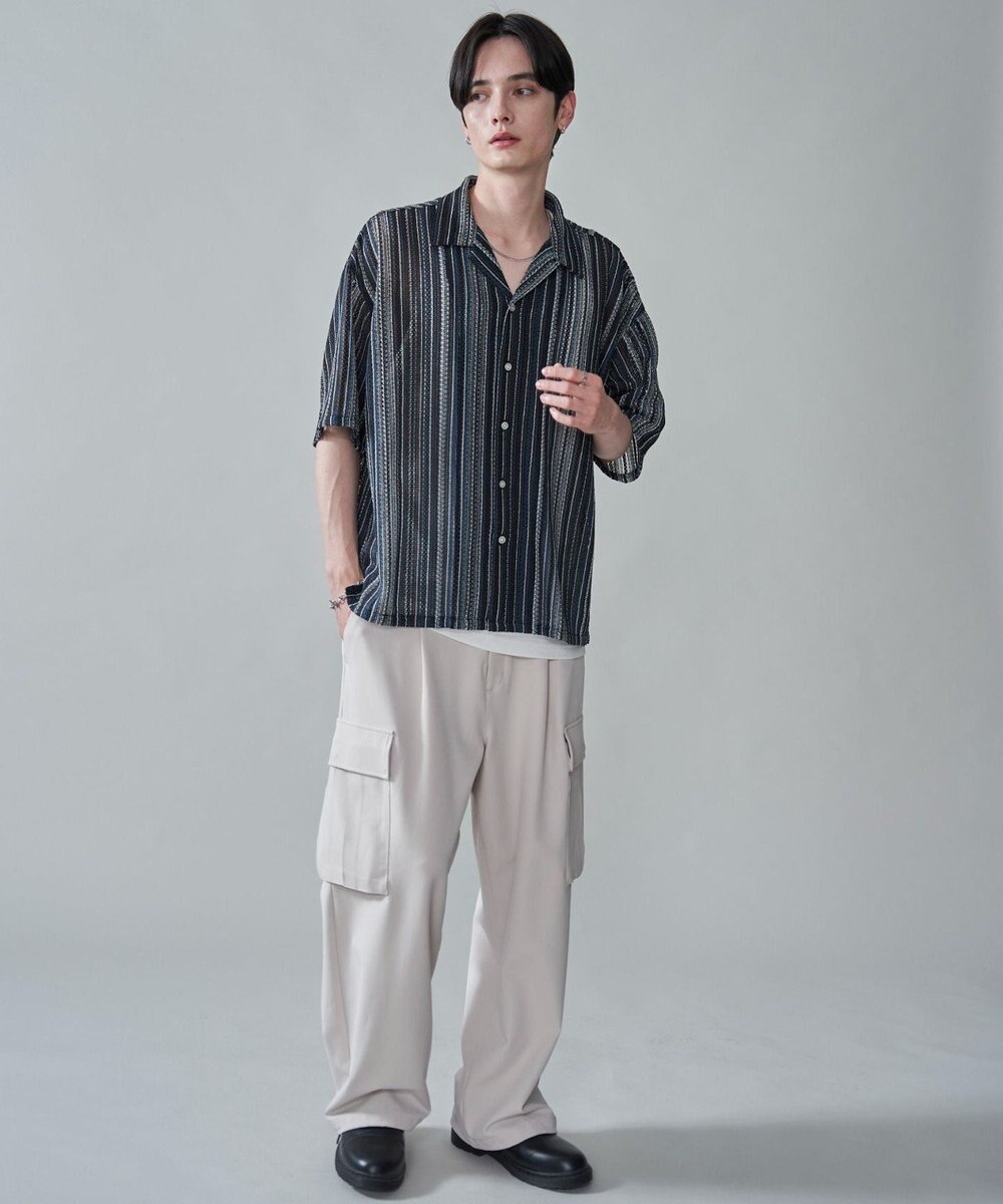 WEGO ストライプメッシュBIGシャツ（SS） 