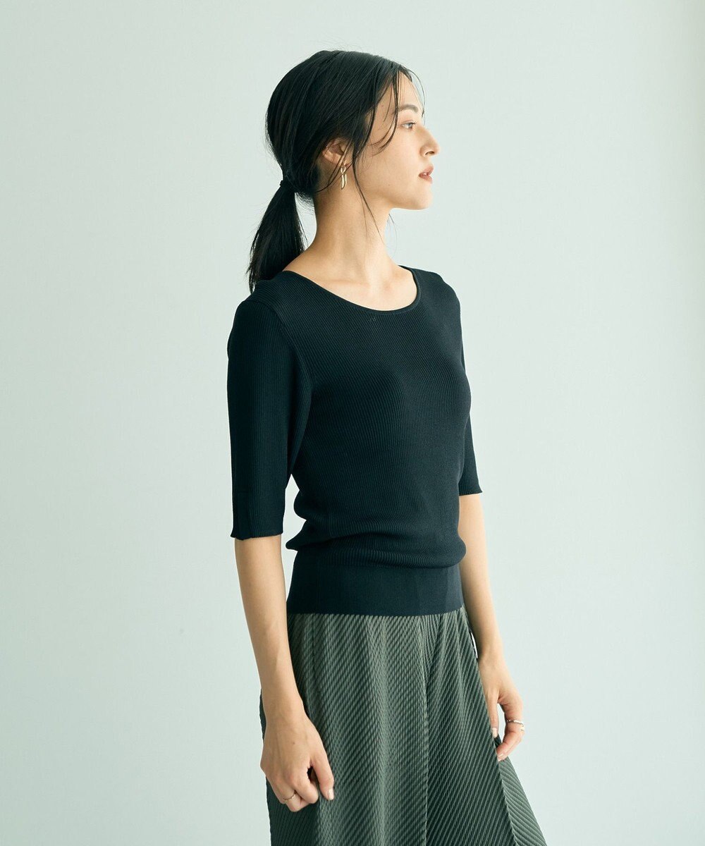 YECCA VECCA 5分袖リブニット 