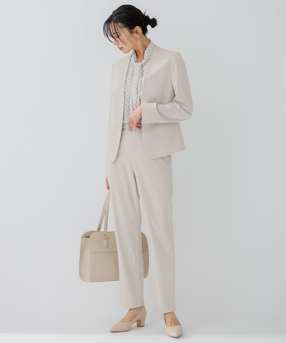 23区 S 【セットアップ対応/洗える】ストレッチポンチ ノーカラー ジャケット 