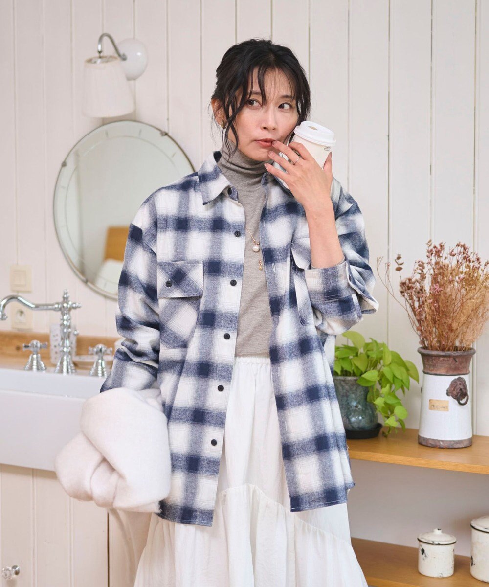 WEGO 【2025年秋冬新作/SMLサイズ展開/ユニセックス着用ITEM】オンブレチェックネルシャツ（LS） 