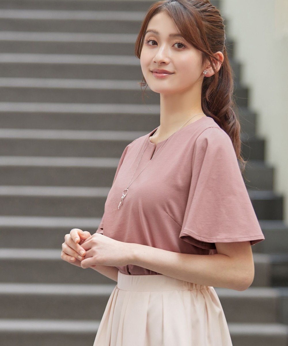 Tiaclasse 【おのののかさん着用】「サマケア」キーネックフレアスリーブトップス 