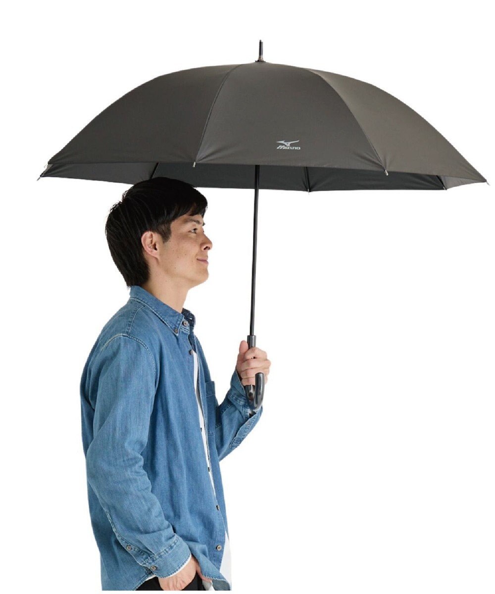 MOONBAT 【大きめ】MIZUNO メンズ 晴雨兼用日傘 長傘 RBロゴ 遮光 遮熱 UV ユニセックス 