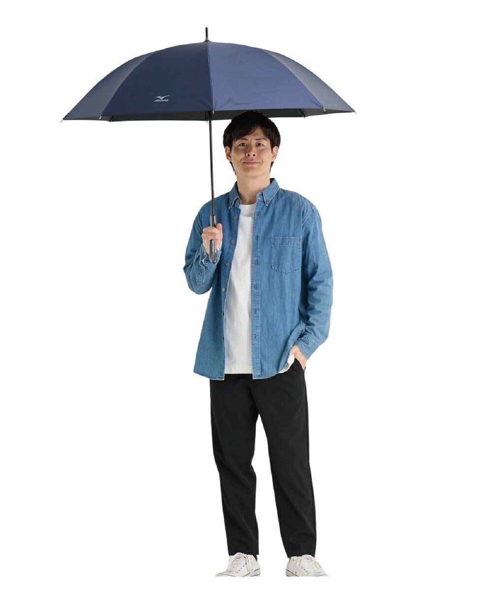MOONBAT 【大きめ】MIZUNO メンズ 晴雨兼用日傘 長傘 RBロゴ 遮光 遮熱 UV ユニセックス 