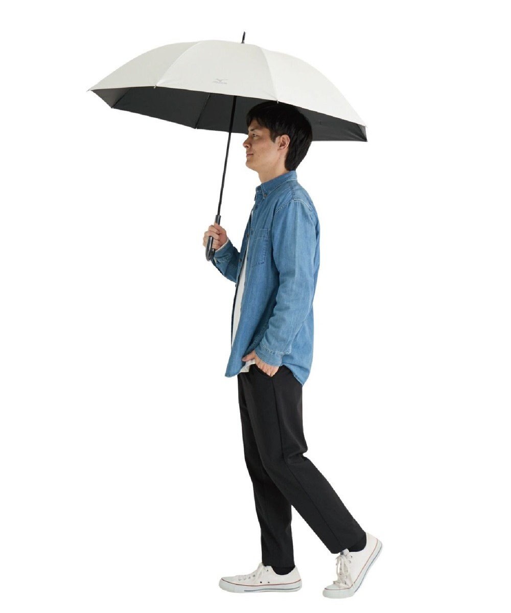 MOONBAT 【大きめ】MIZUNO メンズ 晴雨兼用日傘 長傘 RBロゴ 遮光 遮熱 UV ユニセックス 