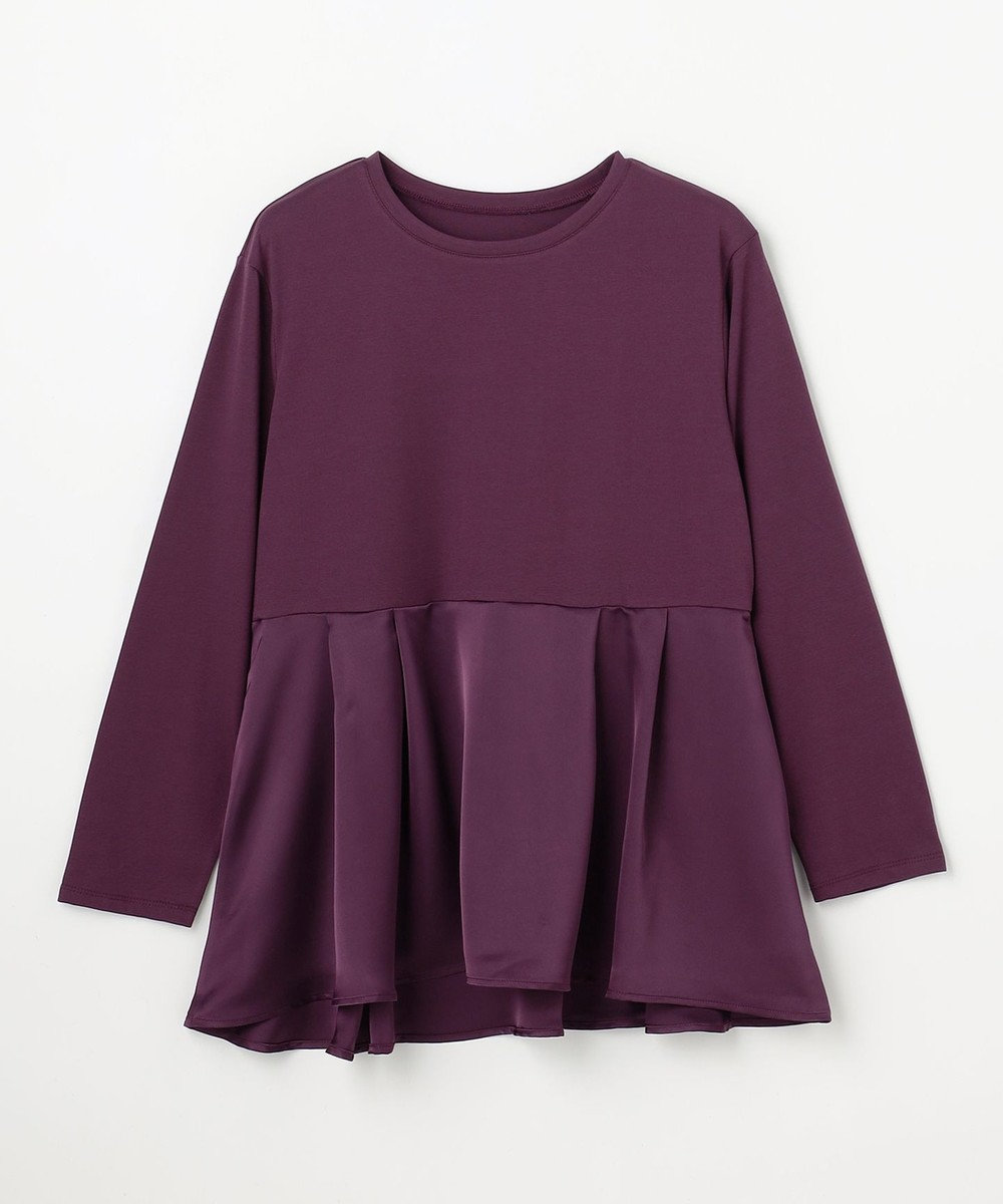 ANY L 【WEB限定】サテンコンビペプラムカットソー 