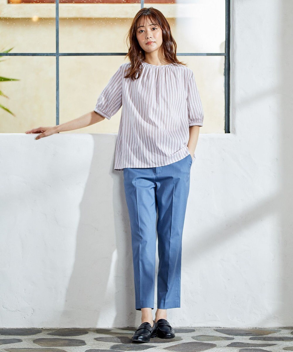 J.PRESS LADIES 【洗える・撥水・防汚】コットンFITTYシャーク テーパード パンツ 