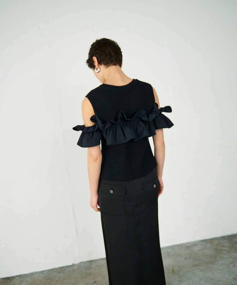 GRACE CONTINENTAL フリルリブカットトップ 