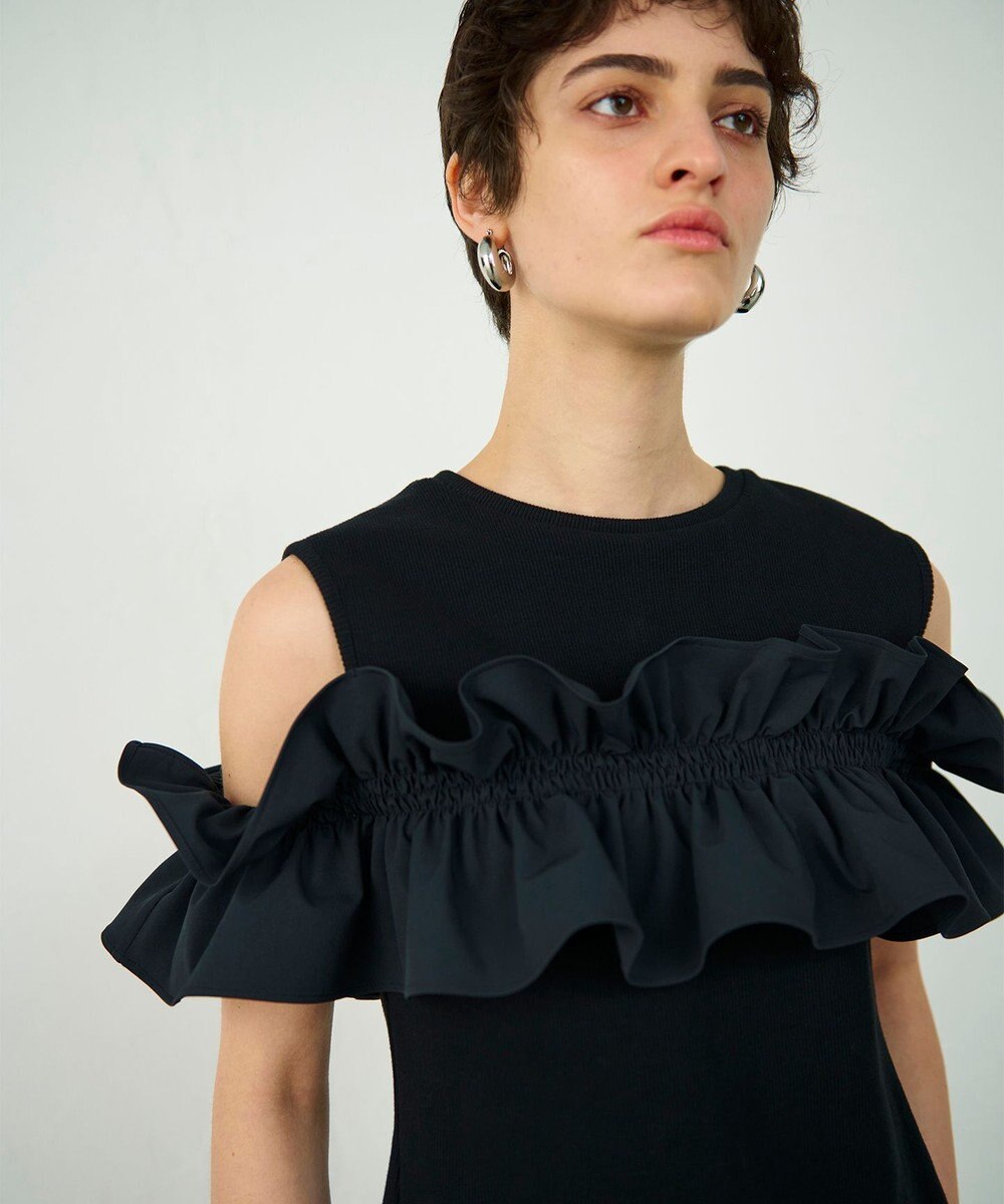 GRACE CONTINENTAL フリルリブカットトップ 