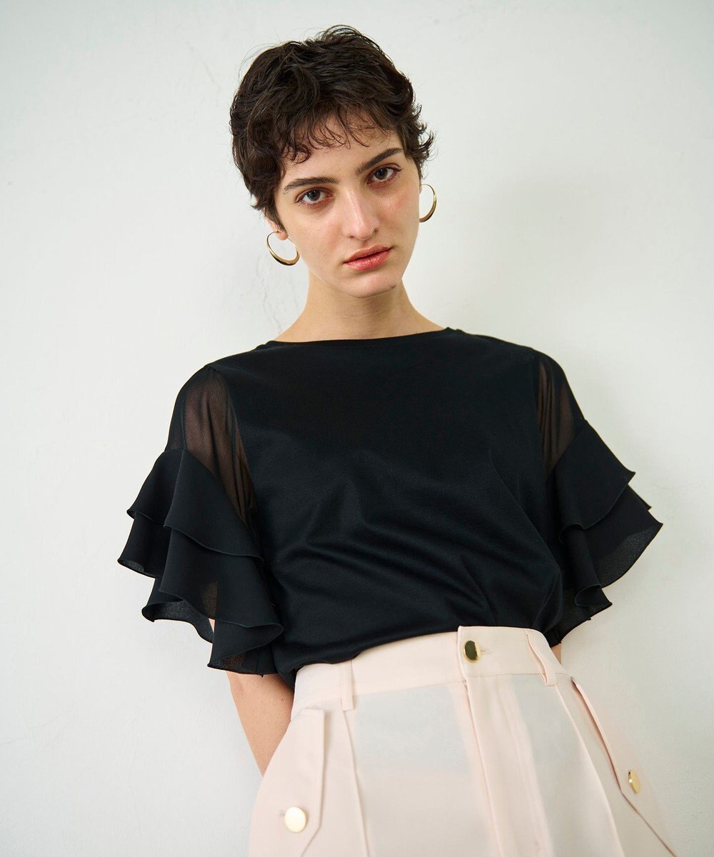 GRACE CONTINENTAL シアーフレアスリーブトップ 