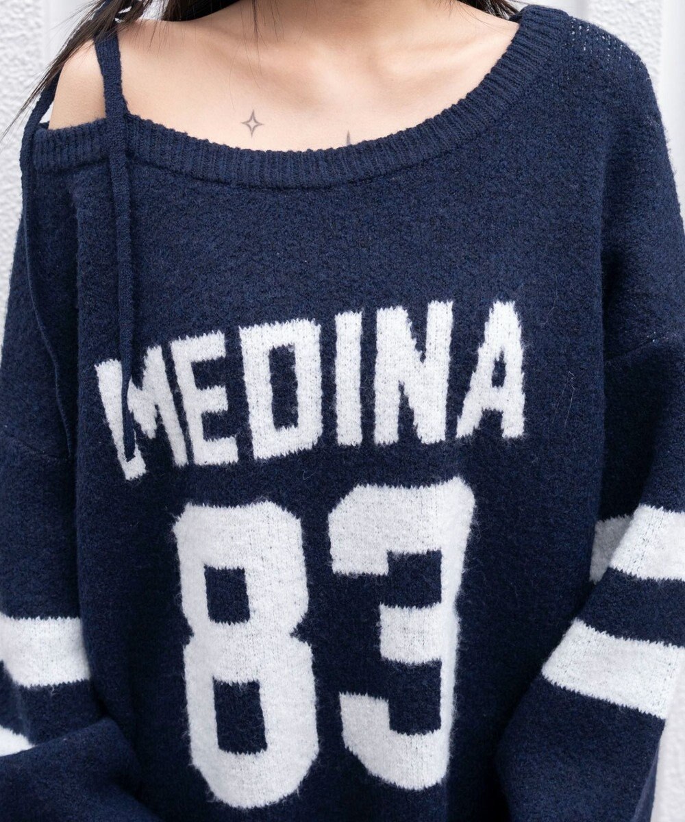 WEGO フラッフィー2WAYグラフィックワンショルBIGニット 