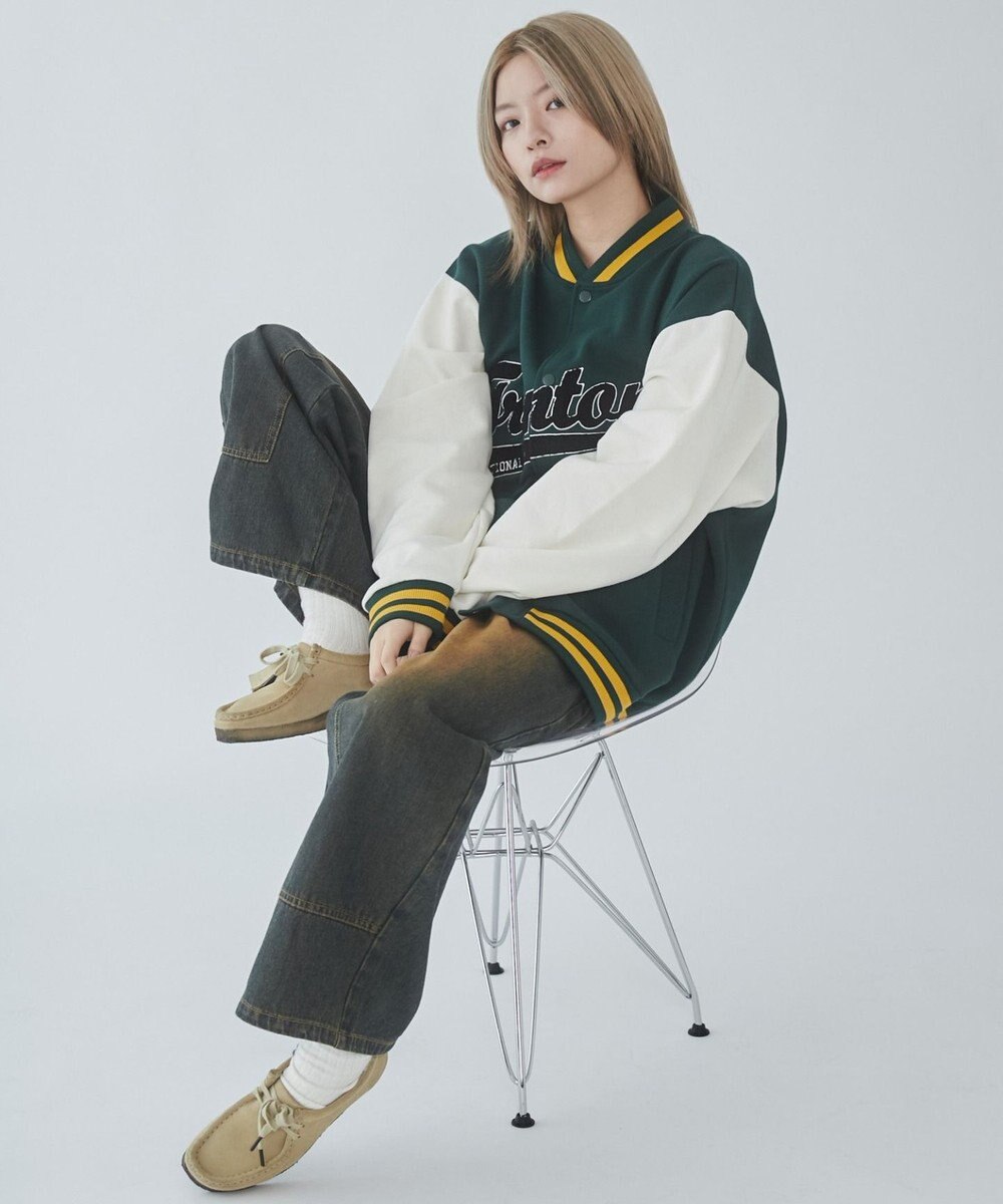 WEGO 【ユニセックス着用ITEM/MLサイズ展開】サガラワッペンスウェットスタジャン 