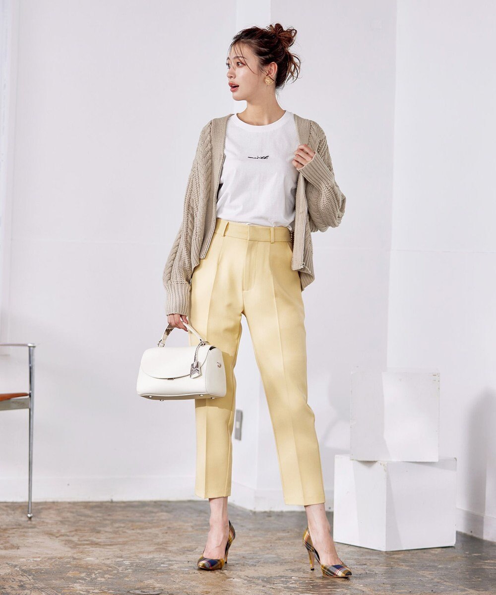 Tiaclasse 【洗える】ケーブル編みショート丈カーディガン 