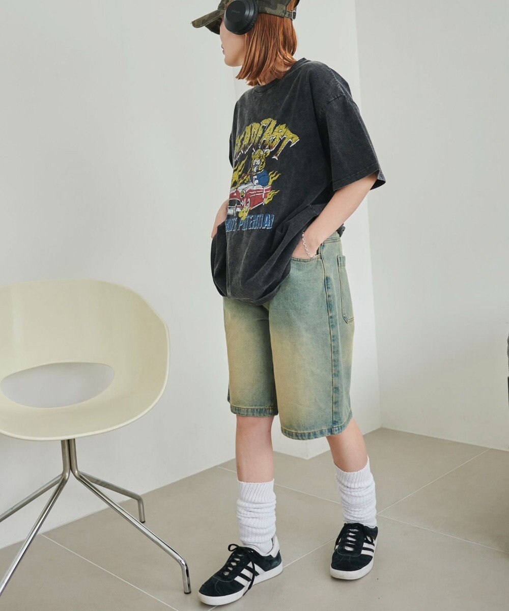 WEGO 【SMサイズ展開】ヴィンテージウォッシュデニムハーフパンツ 