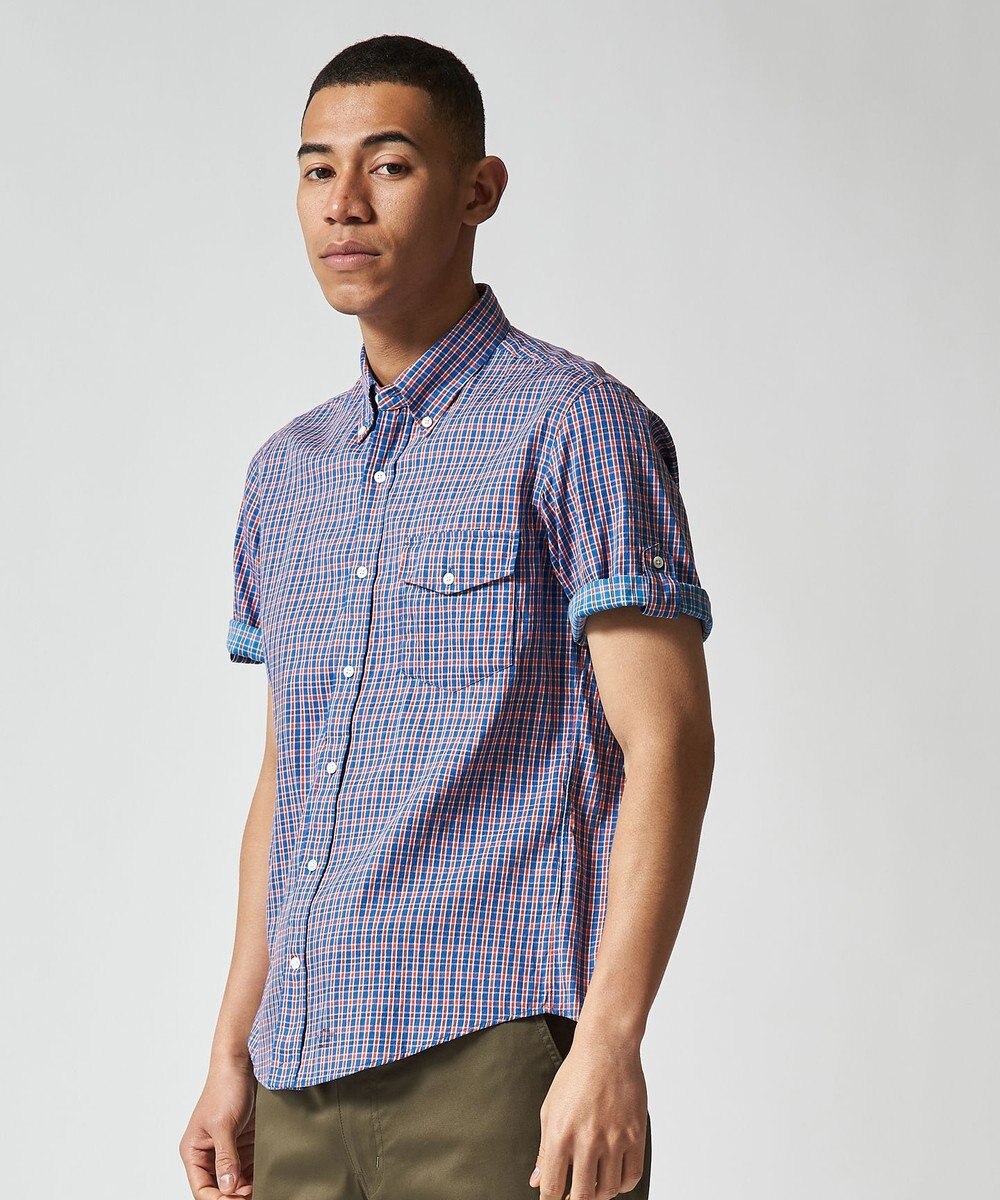 J.PRESS MEN オーガニックコットンダブルチューブマルチチェック シャツ 