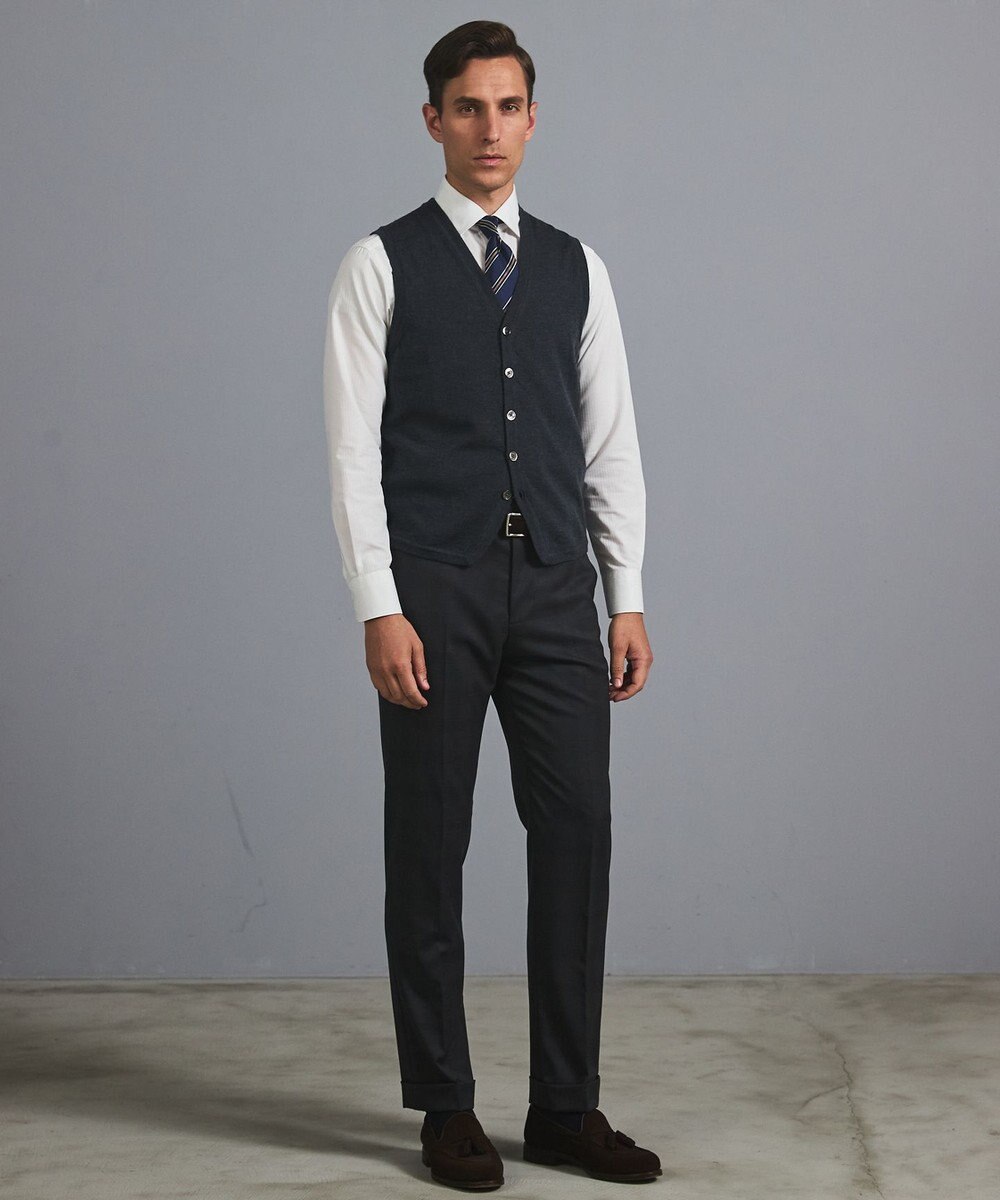 GOTAIRIKU 体温調整に【洗える/チクチクしにくい/ピリングしにくい】イタリア糸 ハイゲージ ベスト_WOOL100% 