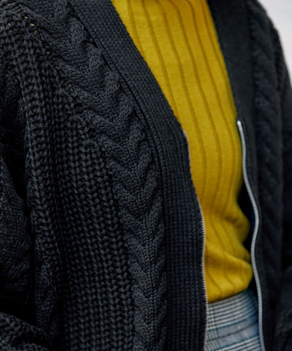 Tiaclasse 【洗える】ケーブル編みショート丈カーディガン 