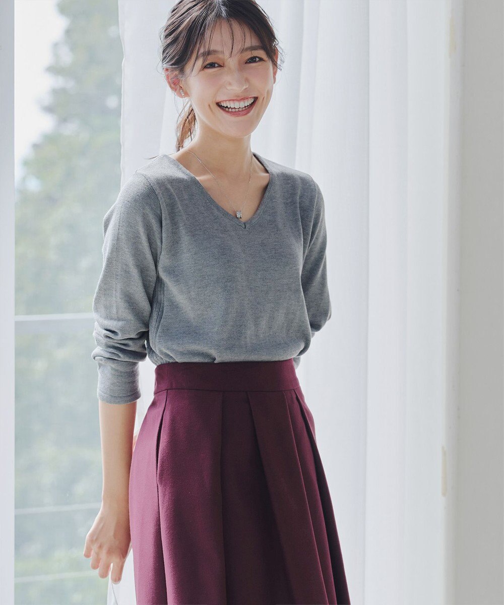 Tiaclasse 【新色追加・洗える】ウール調タックフレアスカート 