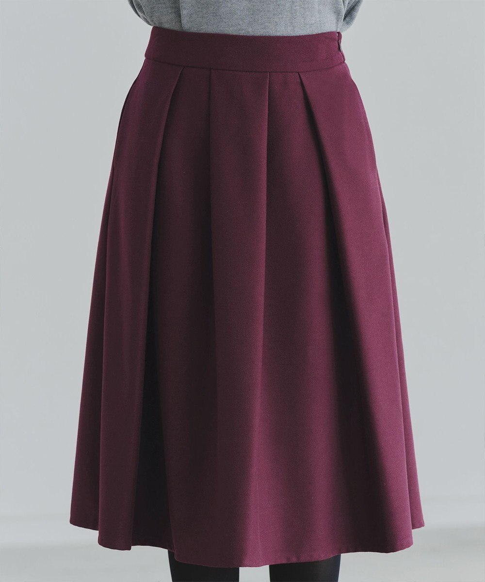 Tiaclasse 【新色追加・洗える】ウール調タックフレアスカート 