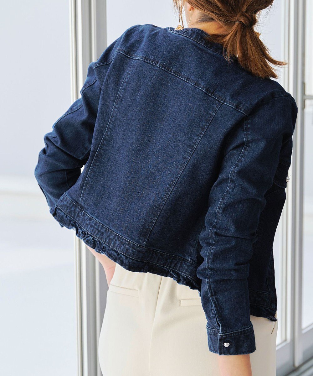 Tiaclasse 【洗える】ノーカラーデニムジャケット 