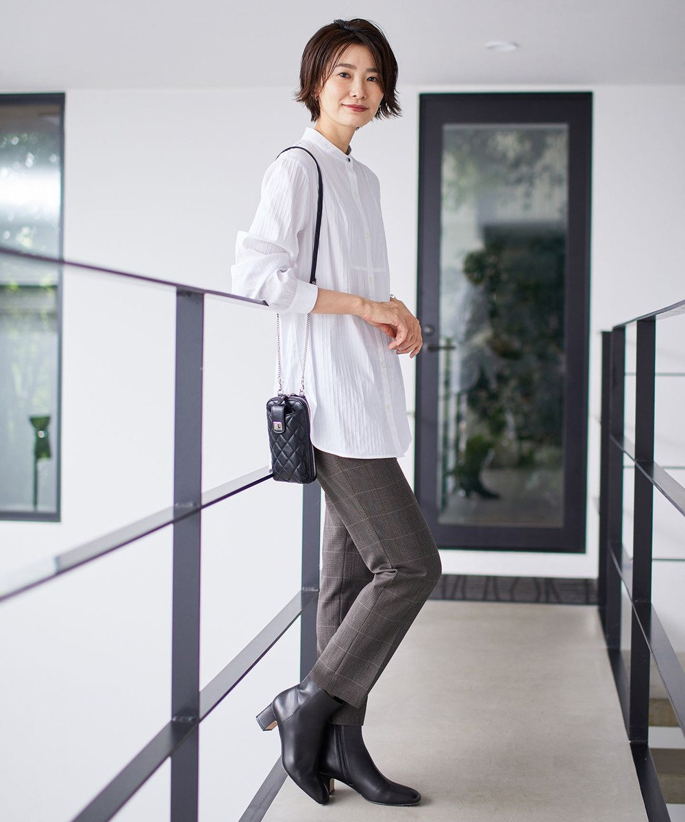 J.PRESS LADIES S 【洗える】アルガンシルクチェック テーパード パンツ 