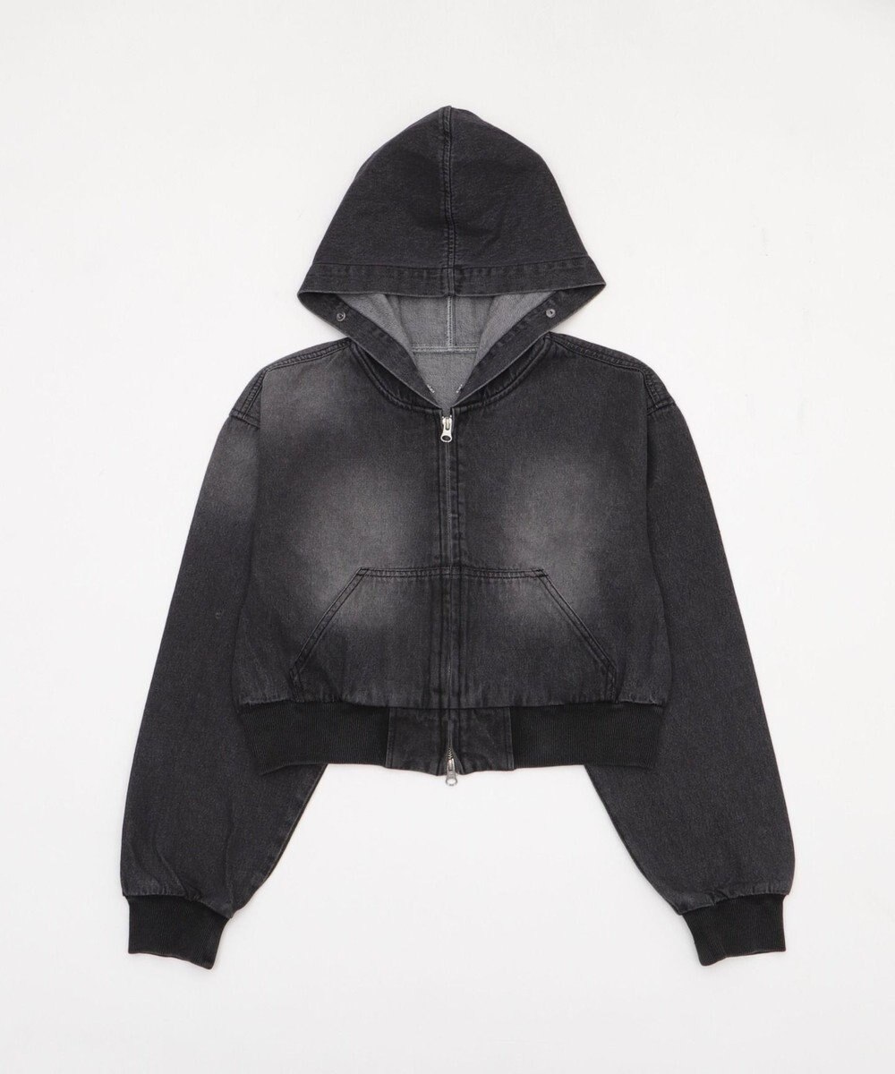 WEGO ファーフードデニムショートブルゾン 