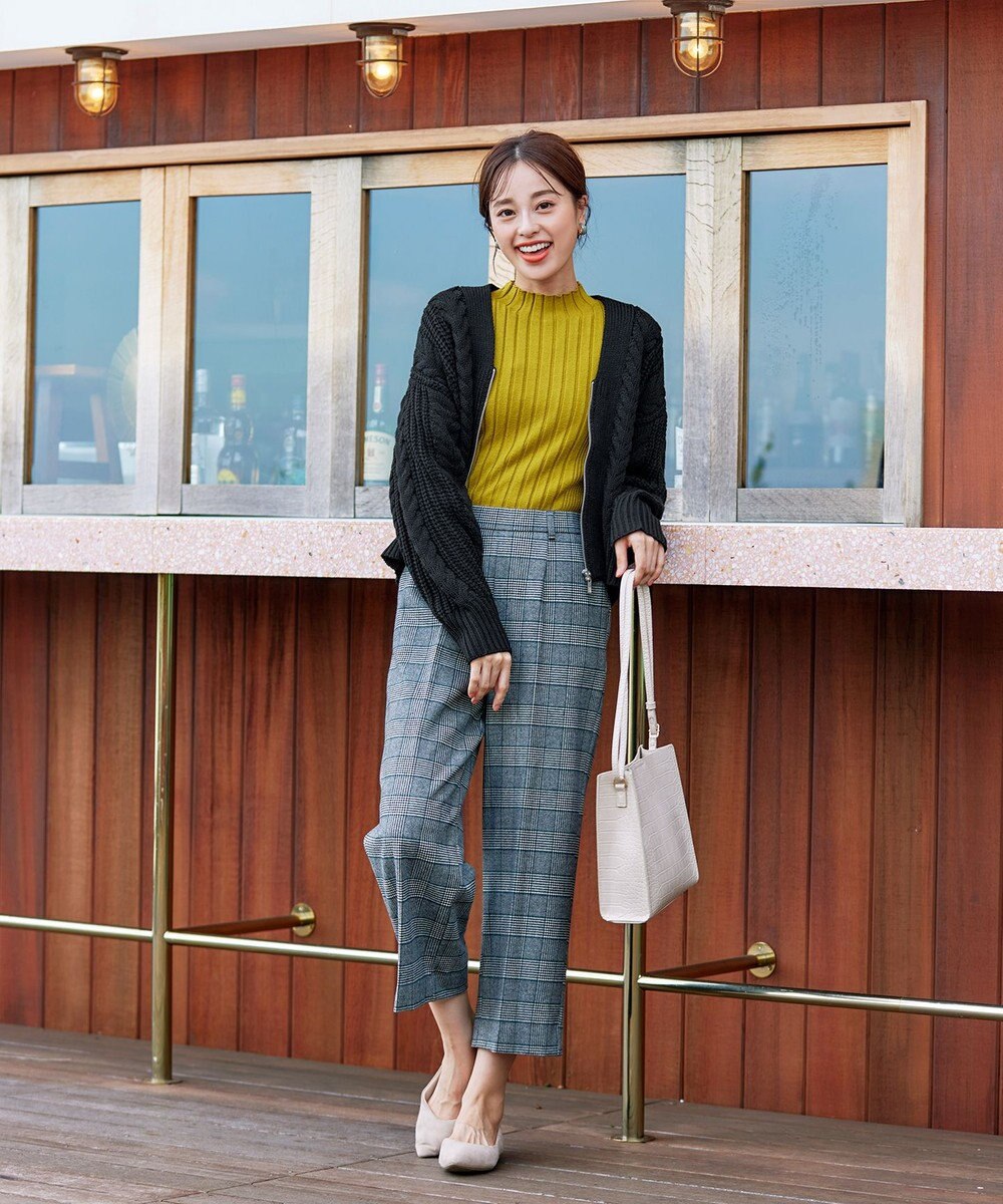 Tiaclasse 【洗える】ケーブル編みショート丈カーディガン 