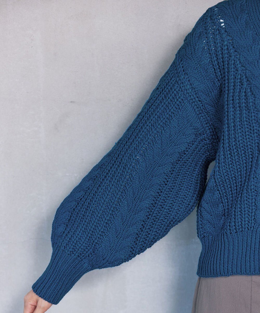 Tiaclasse 【洗える】ケーブル編みショート丈カーディガン 