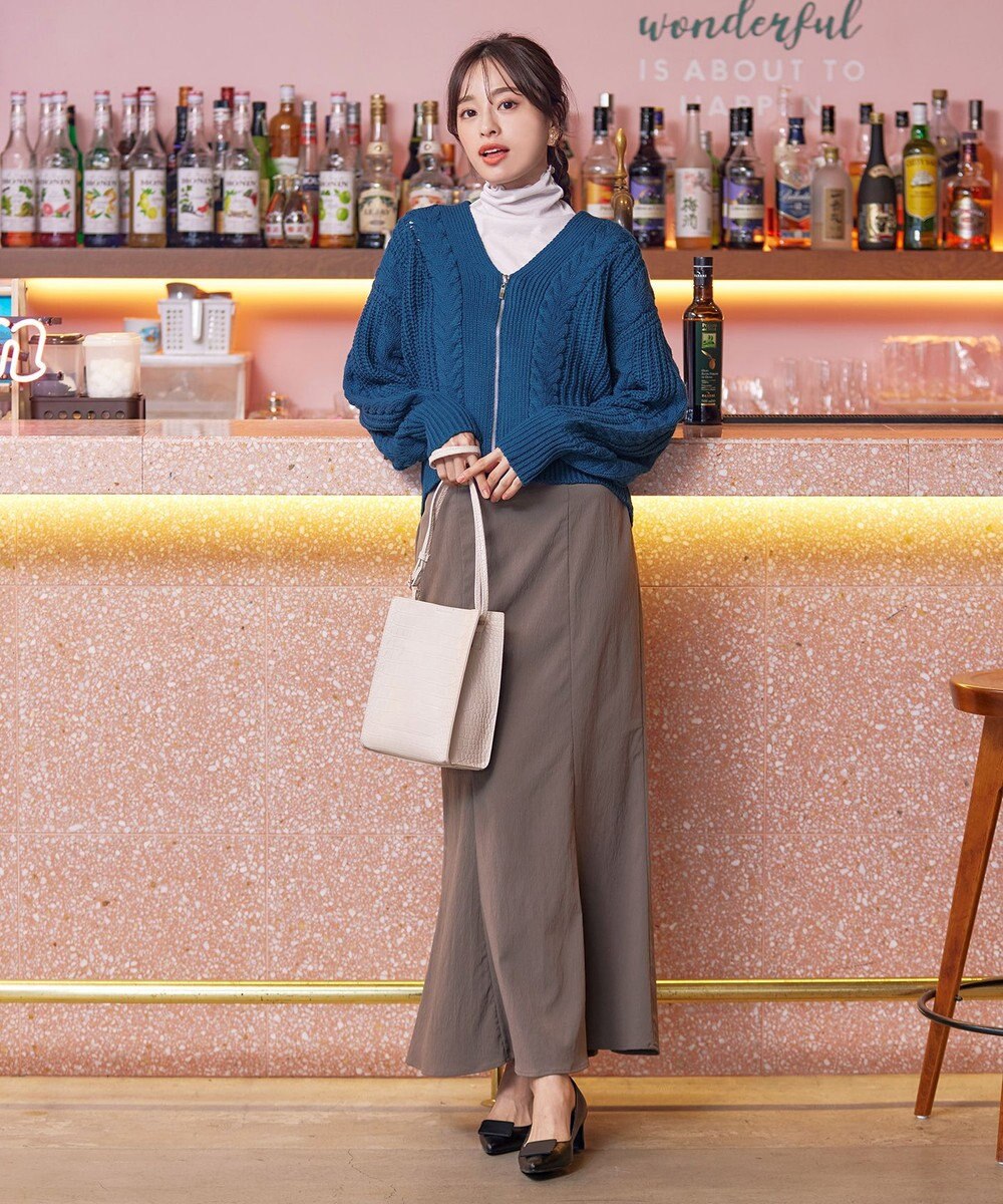 Tiaclasse 【洗える】ケーブル編みショート丈カーディガン 