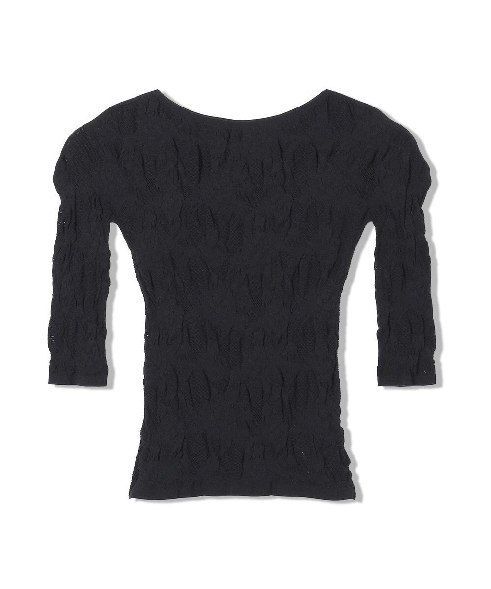 Chacott 【ノーソーイングニット】シアーレースボートネックトップ 