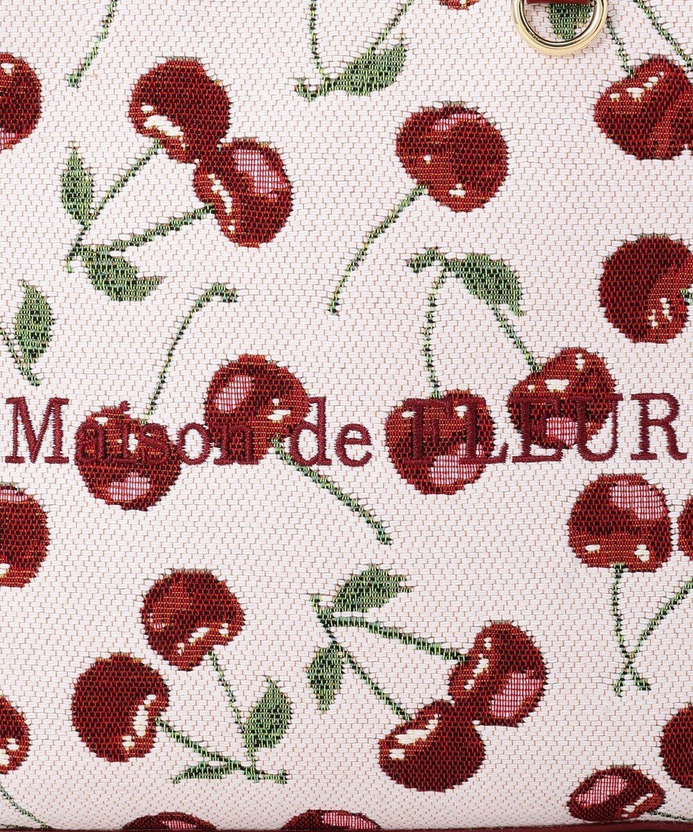 Maison de FLEUR チェリー柄ゴブラン２Ｗａｙスクエアトートバッグ 