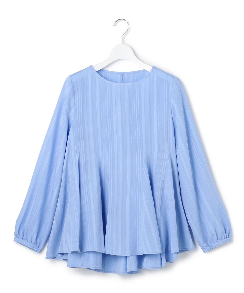 23区 【先行予約】ドビーストライプ クルーネック フレアブラウス 