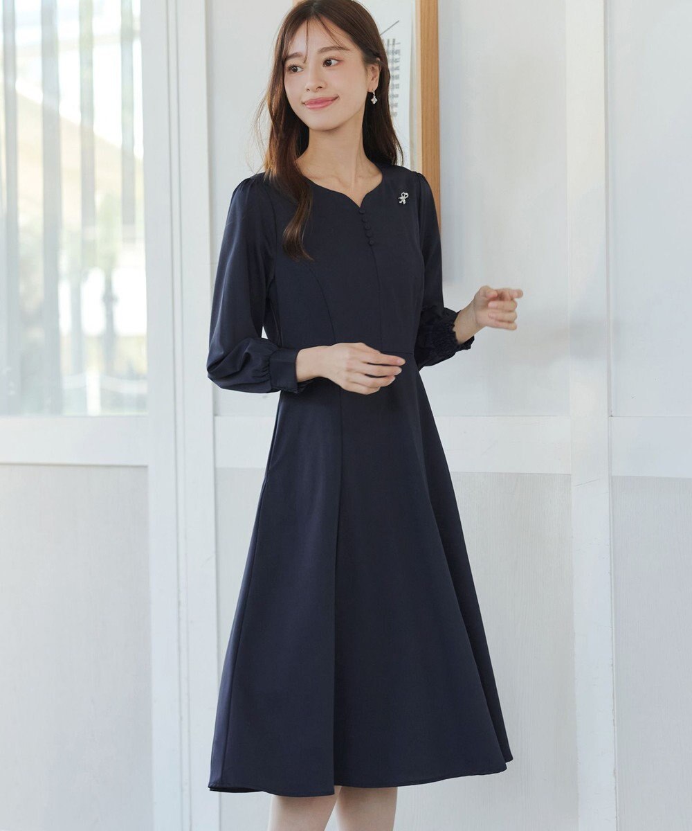 Tiaclasse 【セレモニー・洗える】ハートネックくるみ釦ワンピース 