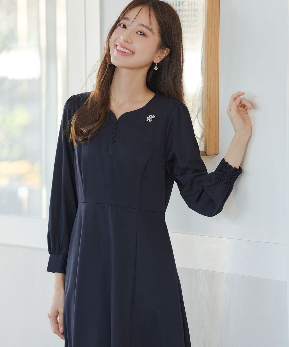 Tiaclasse 【セレモニー・洗える】ハートネックくるみ釦ワンピース 