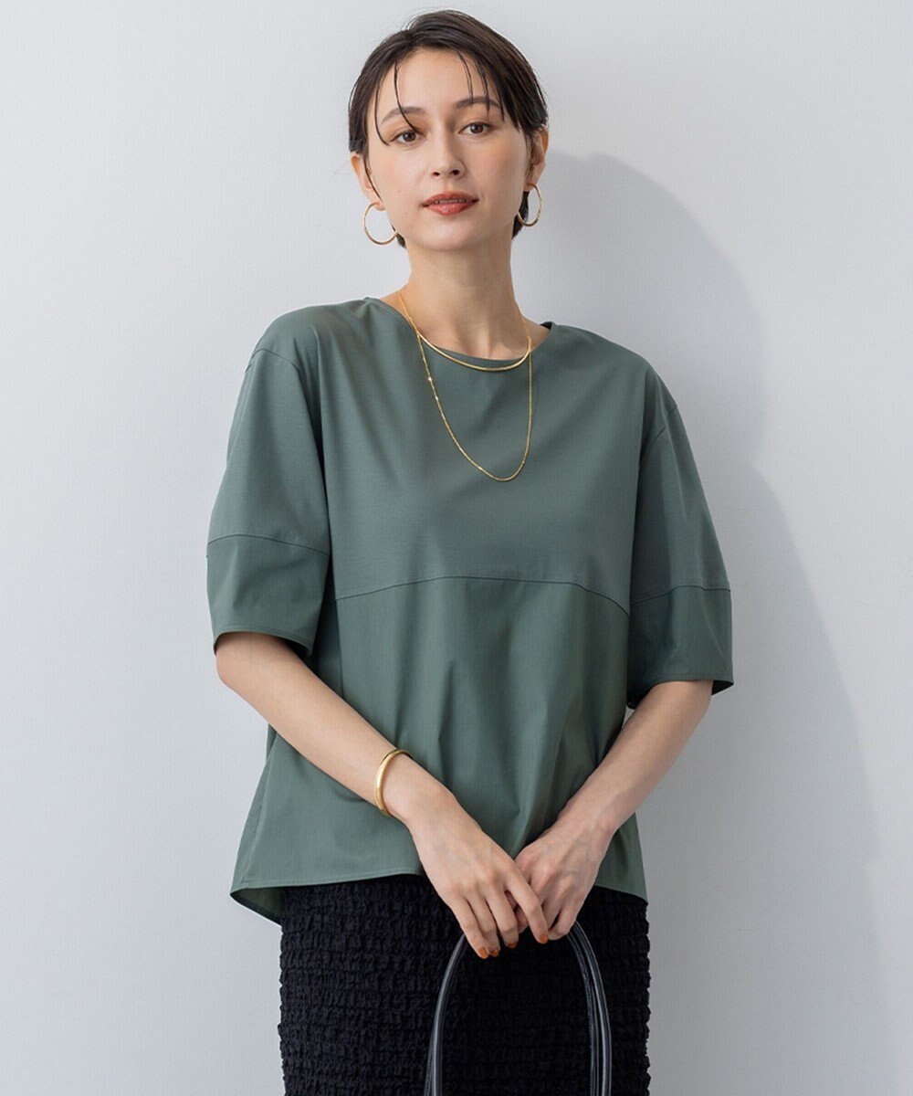 23区 S 【洗える】シルエットスムースコンビ バックフレア カットソー 